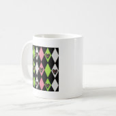 Colorful Harlequin Print met Roos Hearts Koffiemok (Voorkant links)