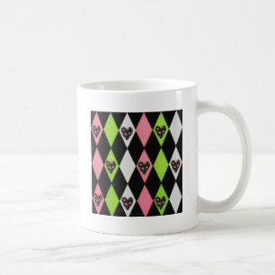 Colorful Harlequin Print met Roos Hearts Koffiemok
