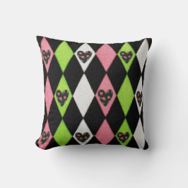 Colorful Harlequin Print met Roos Hearts Kussen