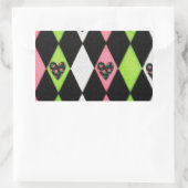 Colorful Harlequin Print met Roos Hearts Rechthoekige Sticker (Tas)
