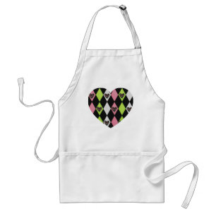 Colorful Harlequin Print met Roos Hearts Standaard Schort
