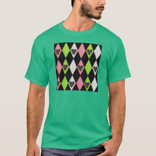 Colorful Harlequin Print met Roos Hearts T-shirt