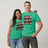 Colorful Harlequin Print met Roos Hearts T-shirt (Unisex)