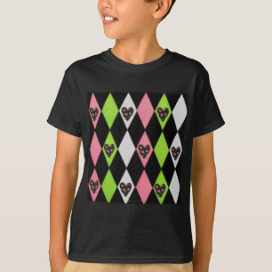 Colorful Harlequin Print met Roos Hearts T-shirt