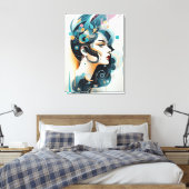Colorful Harmony: A Modern Abstract Woman Art Canvas Afdruk (Insitu (Slaapkamer))