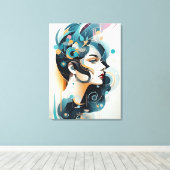 Colorful Harmony: A Modern Abstract Woman Art Canvas Afdruk (Insitu (Houten vloer))
