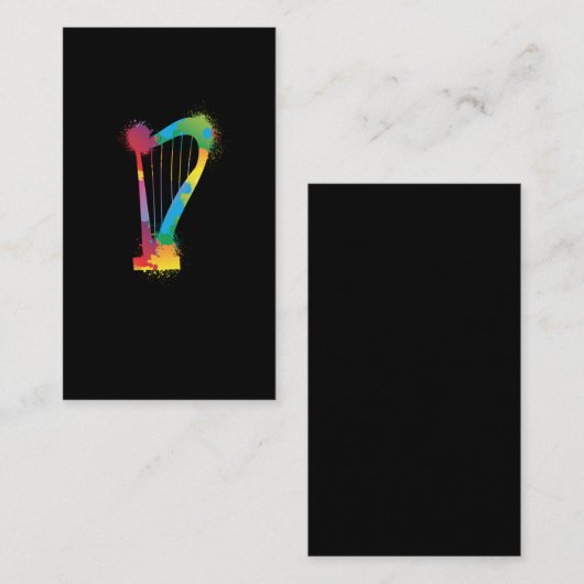 Colorful Harp Retro Music Lover Harpist Visitekaartje (Voorkant / Achterkant)