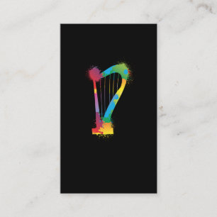 Colorful Harp Retro Music Lover Harpist Visitekaartje
