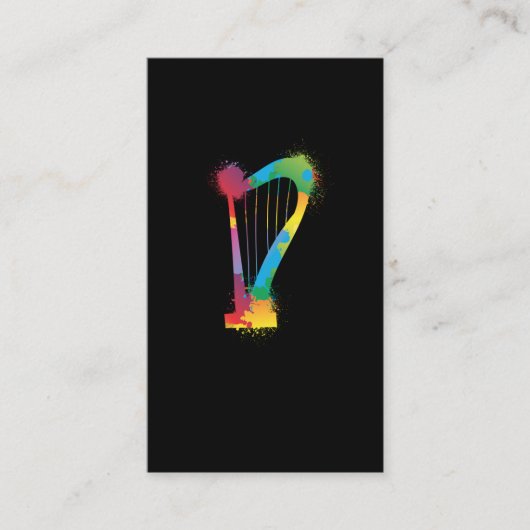 Colorful Harp Retro Music Lover Harpist Visitekaartje (Voorkant)