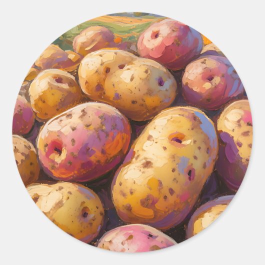 Colorful Harvest Potatoes  Ronde Sticker (Voorkant)