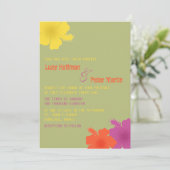 Colorful Hawaiian Hibiscus Wedding Invitation Kaart (Staand voorkant)