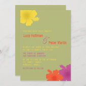 Colorful Hawaiian Hibiscus Wedding Invitation Kaart (Voorkant / Achterkant)
