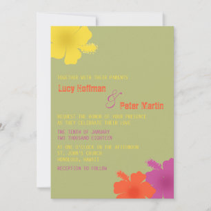 Colorful Hawaiian Hibiscus Wedding Invitation Kaart