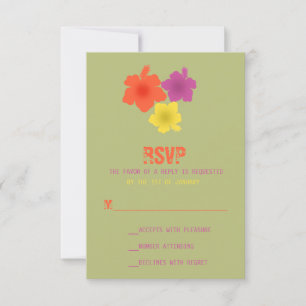 Colorful Hawaiian Hibiscus Wedding RSVP Kaartje