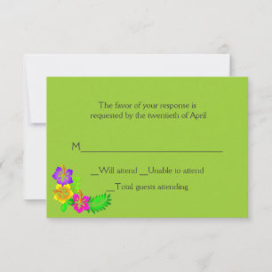 Colorful Hawaiian Tropical Wedding RSVP Kaart