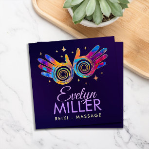 Colorful Healing Hands Energy Spiral Vierkante Visitekaartje