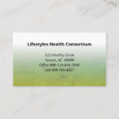 Colorful Healthy Life Professional Occupation Visitekaartje (Achterkant)