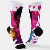 Colorful Heart Girl Socks – Cute Art Design Sokken (Gebogen)