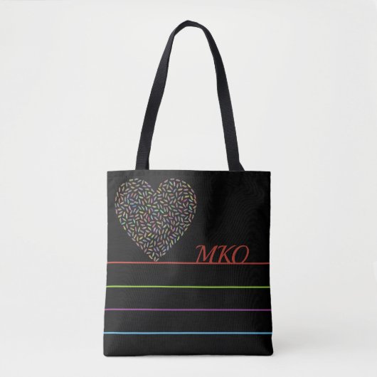 Colorful Heart Monogram Tote Bag (Voorkant)