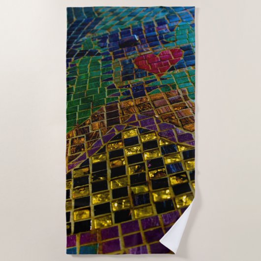 Colorful Heart Mosaic Strandlaken (Voorkant)