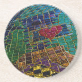 Colorful Heart Mosaic Zandsteen Onderzetter (Voorkant)
