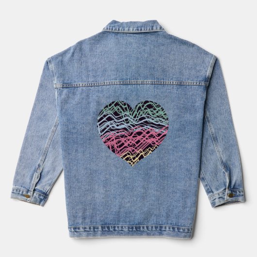 Colorful Heart Motif Denim Jacket (Achterkant)