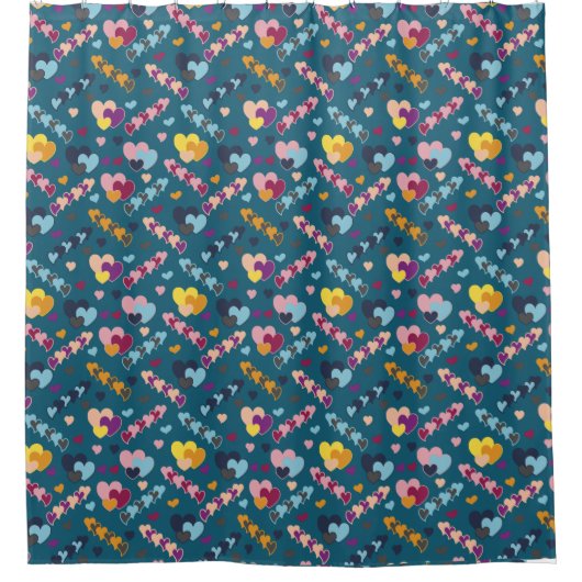 Colorful Heart Patroon Douchegordijn (Voorkant)