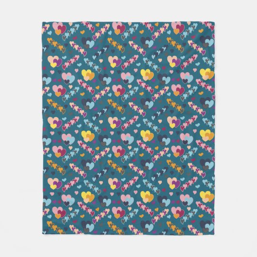 Colorful Heart Patroon Fleece Deken (Voorkant)