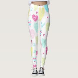 Colorful Heart Patroon Leggings