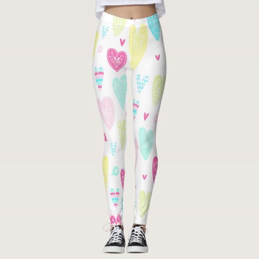 Colorful Heart Patroon Leggings (Voorkant)