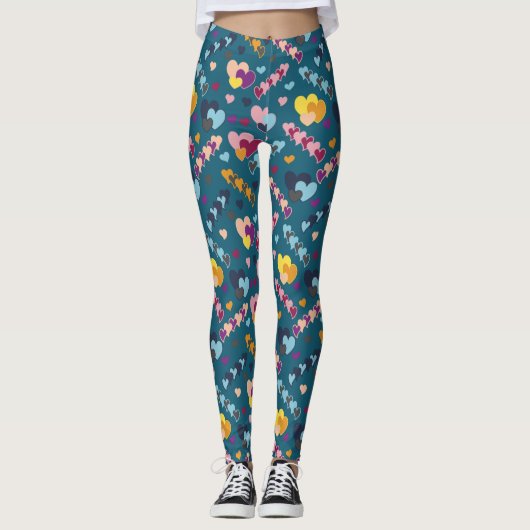 Colorful Heart Patroon Leggings (Voorkant)