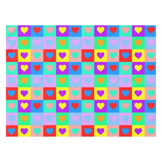 Colorful Heart Patroon Tafelkleed (Voorkant (Horizontaal))