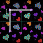 Colorful Heart Pattern - Cute Cheerful Girly Black Stof (Delen)