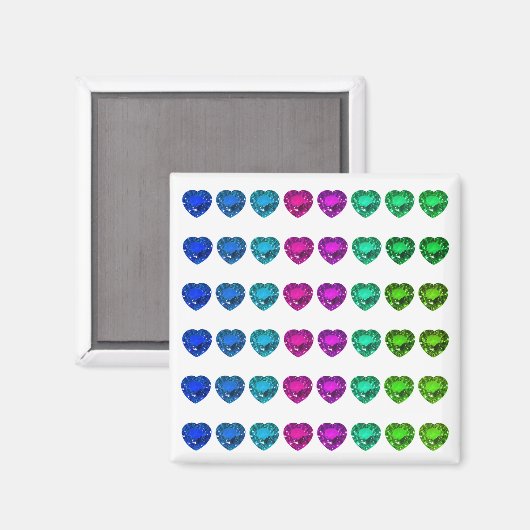 Colorful Heart Pattern Heart Gemstenen Magneet (Voorkant / Achterkant)