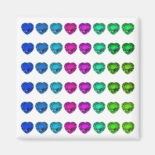 Colorful Heart Pattern Heart Gemstenen Magneet (Voorkant)