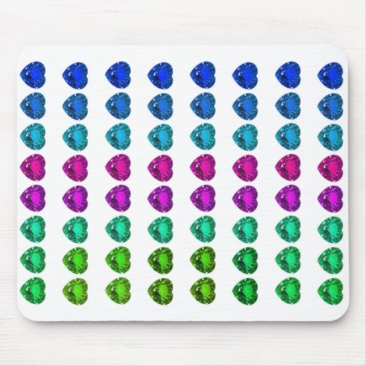 Colorful Heart Pattern Heart Gemstenen Muismat (Voorkant)