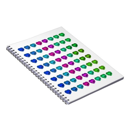 Colorful Heart Pattern Heart Gemstenen Notitieboek (Rechterzijde)