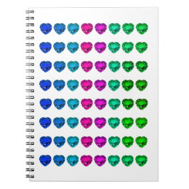 Colorful Heart Pattern Heart Gemstenen Notitieboek