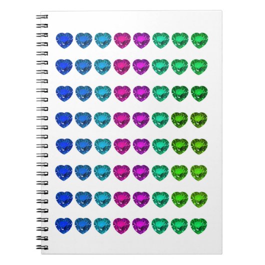 Colorful Heart Pattern Heart Gemstenen Notitieboek (Voorkant)