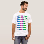 Colorful Heart Pattern Heart Gemstenen T-shirt (Voorkant volledig)