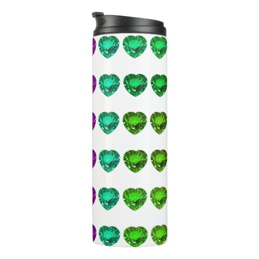 Colorful Heart Pattern Heart Gemstenen Thermosbeker (Geroteerd rechts)