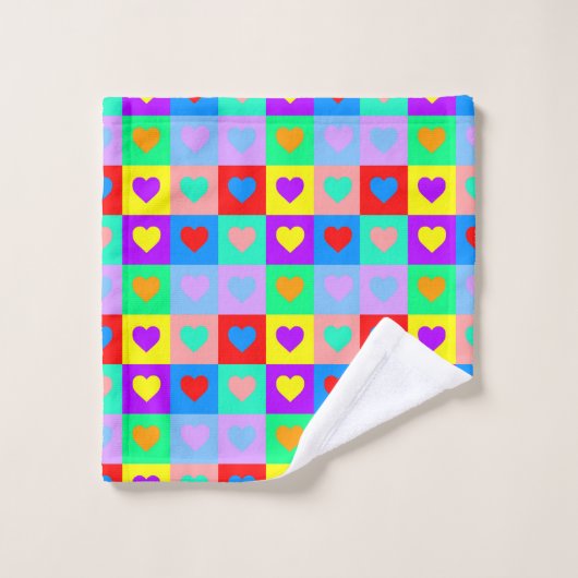 Colorful Heart Pattern Pop Art Bad Handdoek (Wasdoekje)