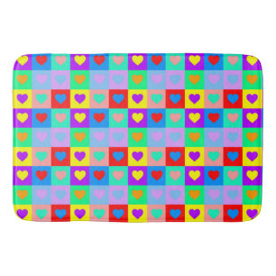 Colorful Heart Pattern Pop Art Badmat