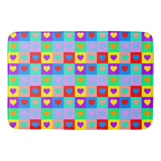 Colorful Heart Pattern Pop Art Badmat (Voorkant)