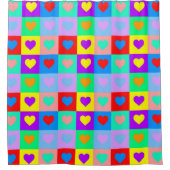 Colorful Heart Pattern Pop Art Douchegordijn (Voorkant)
