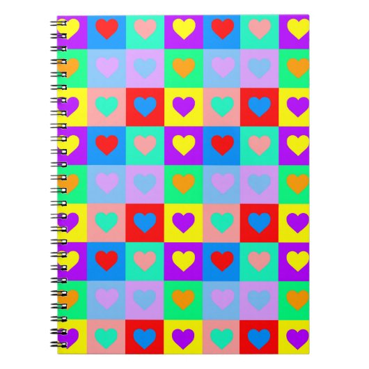 Colorful Heart Pattern Pop Art Notitieboek (Voorkant)