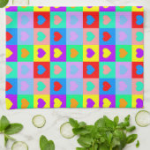 Colorful Heart Pattern Pop Art Theedoek (Gevouwen)