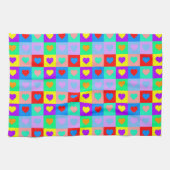 Colorful Heart Pattern Pop Art Theedoek (Horizontaal)