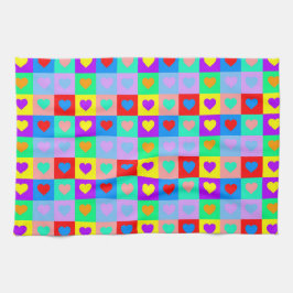 Colorful Heart Pattern Pop Art Theedoek