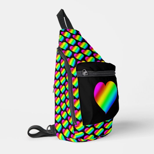 Colorful Heart Rainbow Love Bright Color Sling Bag (Linkerhoek)